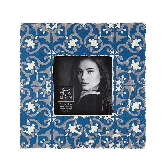 Painted Cement Handcrafted vintage look Photo Frame Picture Holder 4x4 photo - Picture 1 of 8